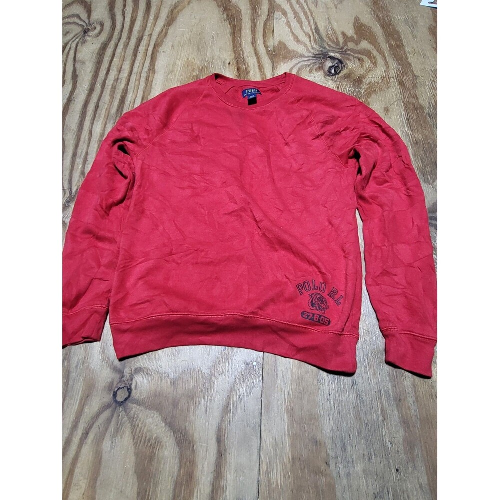 Polo Ralph Lauren Sweatshirt Men Medium Red Sleepwear RL Tiger Logo Fleece @H9